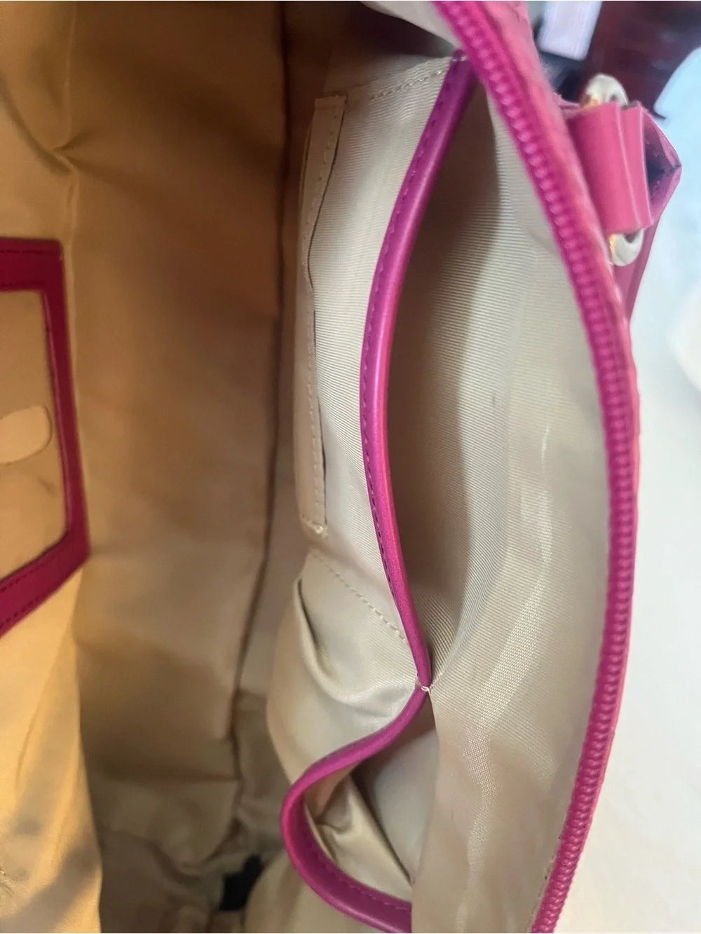 Valerie Stevens Magenta Textured Shoulder Bag with Top Handles